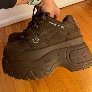 Naked Wolfe Brown Platform Sneakers